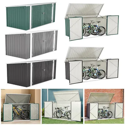 Metal Steel Large Outdoor Bicycle Shed Garden Lockable Tool Bike Storage House • £175.99