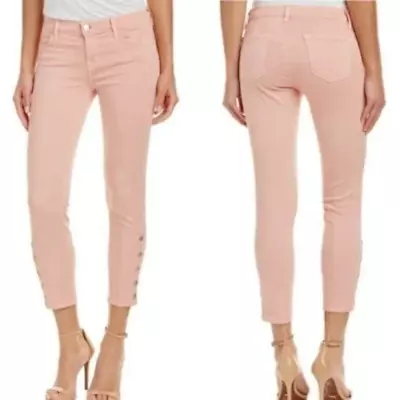 J Brand Pink Mid Rise Suvi Skinny Jeans Distressed Pink Super Soft Size 29 • $5.99