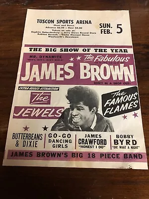 100% Original James Brown Flyer Poster Tucson Sports Arena RARE VINTAGE 1965 • $1200