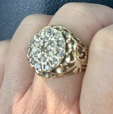 KENTUCKY CLUSTER DIAMOND RING Mens 10k Yellow GOLD. 19 Round DIAMONDS 💎 • $450