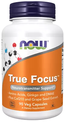 Now True Focus 90 VCaps Neurotransmitter Support Alpha Brain DMAE CoQ1 • $33.95