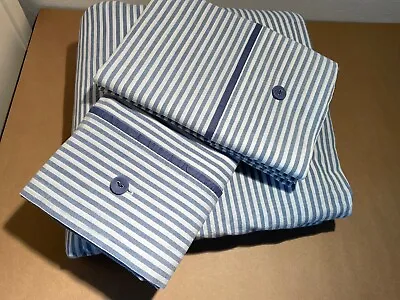 Ikea Nyponros King Size Duvet  Navy & White Stripe 100% Cotton W/ 2 Pillow Cases • £32.81