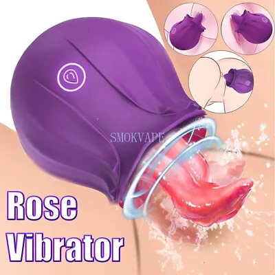 Handheld-Multispeed-Personal-Massage-Rose-Vibrator-Licking-Massager-for-Women US • $13.99