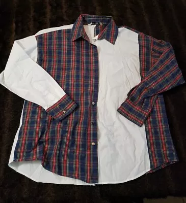 Zara Basic Womens Medium Multicolor Plaid Button Down Blouse Shirt Top • $10.88