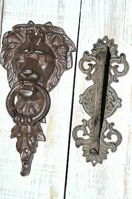 Antique Style Lion's Head Shed Door Knockers / Door Pulls Cast Iron HW-21 • $41.60