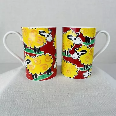 Dunoon Animal Farm Sheep Mug Jane Brookshaw H4  Cup X2 Funky Farmyard  • £2.99