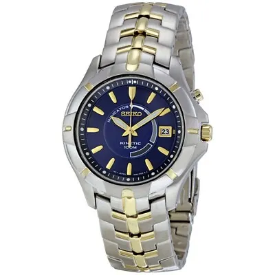 NEW* Seiko SKA402 Kinetic Mens Stainless Steel Two-Tone Watch MSRP $495! • $198