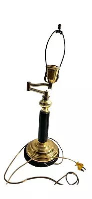 Vintage Brass And Marble Table/Reading Lamp With Swing Adjustable Jointed Arm • $19.99