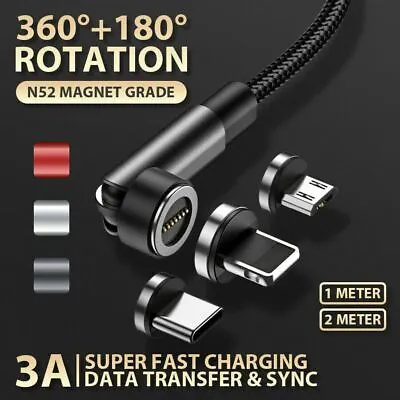 $4.95 • Buy Magnetic 540 Fast Charging Data Cable Cord Charger For Type-C Micro USB IPhone