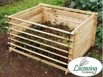 Wooden Compost Bin Composter Garden Outdoor Composting Easy Load Lacewing • £77.99