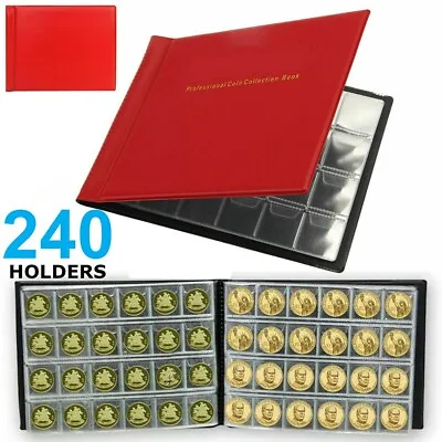 240 Album Coin Penny Money Storage Book Case Folder Holder Collecting Collection • £4.95