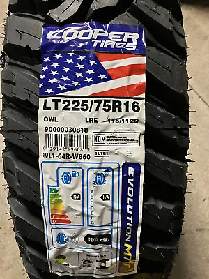 1 New LT 225 75 16 LRE 10 Ply Cooper Evolution MTT Mud Tire • $171.99