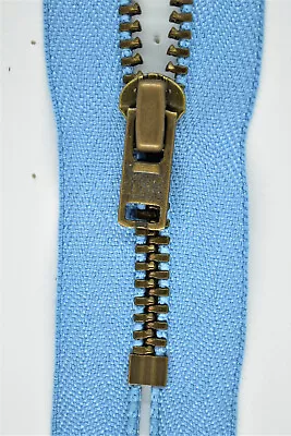 YKK Zip 546 Pastel Blue 10 - 18cm For Trousers 4mm Teeth Browned • $4.31