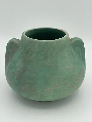 Vintage Brush McCoy Pottery Art Vase Vellum Mottled Green Vintage 1930s • $32.95