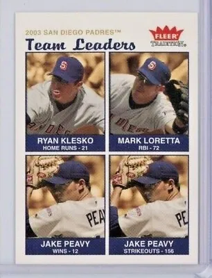 2004 Fleer Tradition #34 SD Padres Team Leaders Ryan Klesko / Jake Peavy - MINT • $1.49