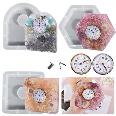 Geometry Clock Holder Desk Ornament DIY Silicone Mold Epoxy Casting Craft • $8.73