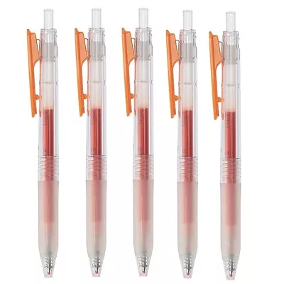 Made In JAPAN MUJI Smooth Draw Gel Ballpoint Pen Knock-type 0.5mm Orange X 5 • $7.60