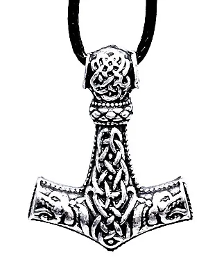 Thors Hammer Necklace Mjolnir Wolfs Fenrir Celtic Knot 33  Cord Pendant UK • £4.75