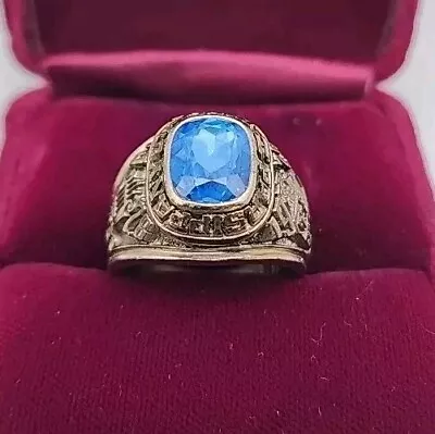 Vintage 1978 Parsippany Hills High School Graduation Ring 10Kt Size 8 Blue Stone • $499.99