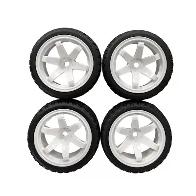 RC 4x 1/10 Scale Rally Wheel And Tires 12mm Hex For Kyosho HPI HSP On-Road Car • £11.99