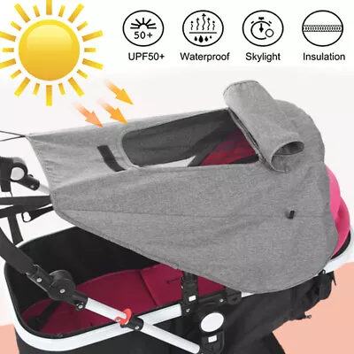 Pram Sun Shade Cover Universal Baby Stroller Awning UPF50+ Pram Buggy Sun Canopy • £5.99