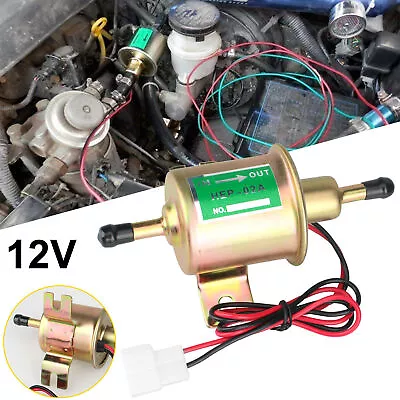 $8 • Buy 12V Universal Electric Fuel Pump 4-7PSI Inline Low Pressure Gas Diesel HEP-02A