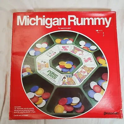 Game Michigan Rummy 1980 Pressman  Poker Card Chip Tray  USA Directions • $18