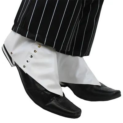 Gangster Spats White 1920's Shoe Covers Al Capone Fancy Dress Costume Accessory • £5.99
