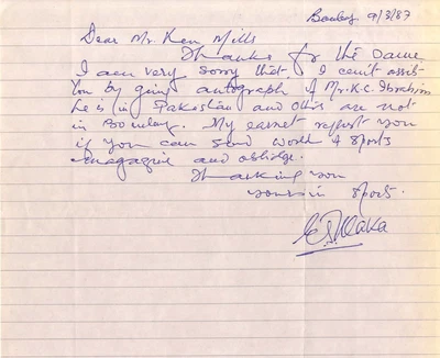 £22.05 • Buy Ebrahim.S.Maka - India Test Cricket - Signed Handwritten Letter.