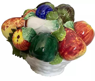 Vintage Majolica Fruit & Vegetable Basket-Unmarked-4.5 Inches Tall • $36.88