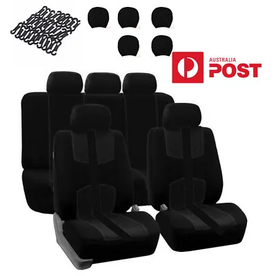 $36.89 • Buy Black Fully Surrounded Universal Car Seat Cover Front + Rear 5-Seat Cushion Mat