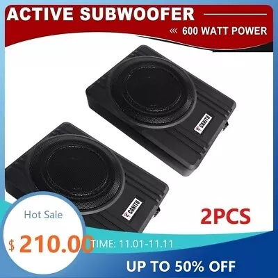 2PCS Car Amplifier Active Subwoofer 600W 10  Audio Slim Under Seat Bass Speaker • $228.95