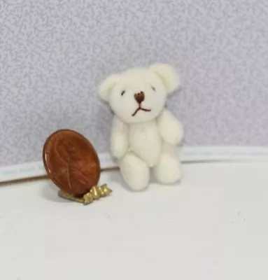 Dollhouse Miniature White Jointed Teddy Bear • $6.99