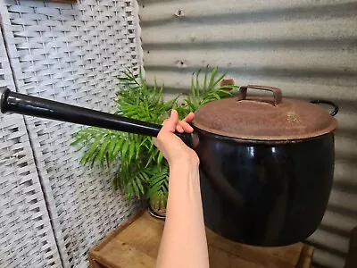  Vintage Judge Brand 20 Pints Heavy Enameled Saucepan Pot Black England 60cm L • $140