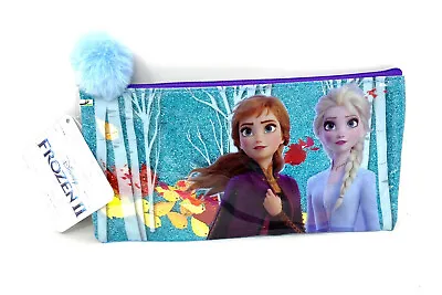 Frozen Pencil Case Multi Anna Elsa Olaf Zip Pom Pom Confetti Golden Leaf School • £4.99