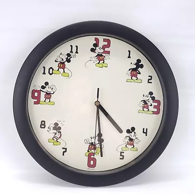 Vintage Disney Mickey Mouse Wall Clock W/ 8 Mickey Poses- 11.38 - Tested • $14.99