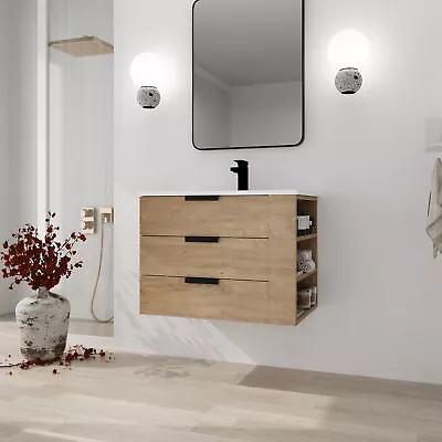 30In Modern Wall Mounted Floating Bathroom Vanity W/3 Drawers Right Side Shelves • $765.99