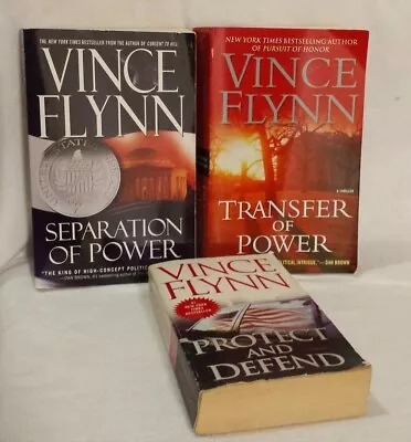 Vince Flynn Books (3 Lot) Protect & Defend Transfer Of Power Separation Of Power • $14.98