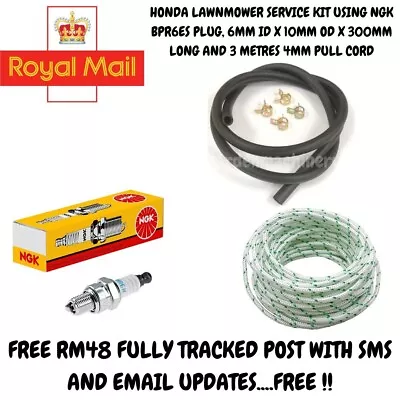 Honda Lawnmower Service Kit Ngk Bpr6es Spark  Plug 6mm Id Fuel Pipe And 4mm Cord • £11.99