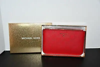 Michael Kors Saffiano Leather MEDIUM Top Zip Wristlet In Crimson #34H1GT9W2L NWT • $50.99