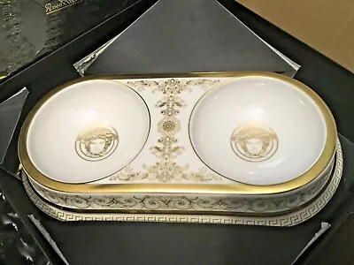 Versace Dog Pet Bowl Dish Plate Medusa Gold Luxury Home Lover Gift New Sale • $998