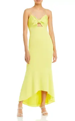 Aidan By Aidan Mattox Tie Front Midi Dress Yellow Size 2 2781 • $68.25