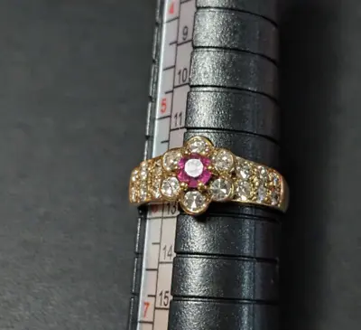 Vintage 14k Gold Diamond Ruby Flower Ring Size 5.5 See Photos And Appraisal • $505