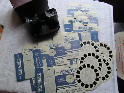 VINTAGE VIEWMASTER VIEWER W / 21 REELS 40's - 50's CIRCUS NEW YORK MOTHER GOOSE • $29.99