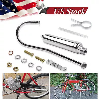 80cc Motorized Bike GAS ENGINE Parts - Chrome Extension Muffler Pipe • $57.49