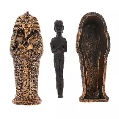 Ancient Egyptian Black Mummy Figurine W/ Coffin Resin Craft Home Decoration • £6.29