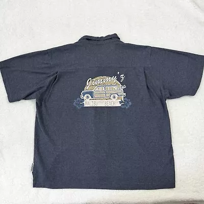 Vintage Jimmy'z Corduroy Shirt Mens Large Blue Short Sleeve Camp Woody 90s Surf • $25.50