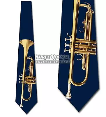 Brass Trumpet Tie Navy Men's Music Jazz Neck Ties Necktie Brand New • $18.75