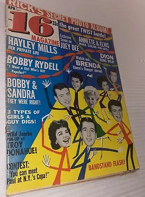 Vintage April 1962 16 Magazine Elvis Dion Bo Diddley Chuck Berry Annette Prop • $29.99