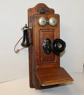 Antique Kellogg Company Oak Wall Mount Telephone • $475